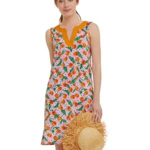 Draper James X Lands End Wild Blossom Orange Shift Dress Sz S